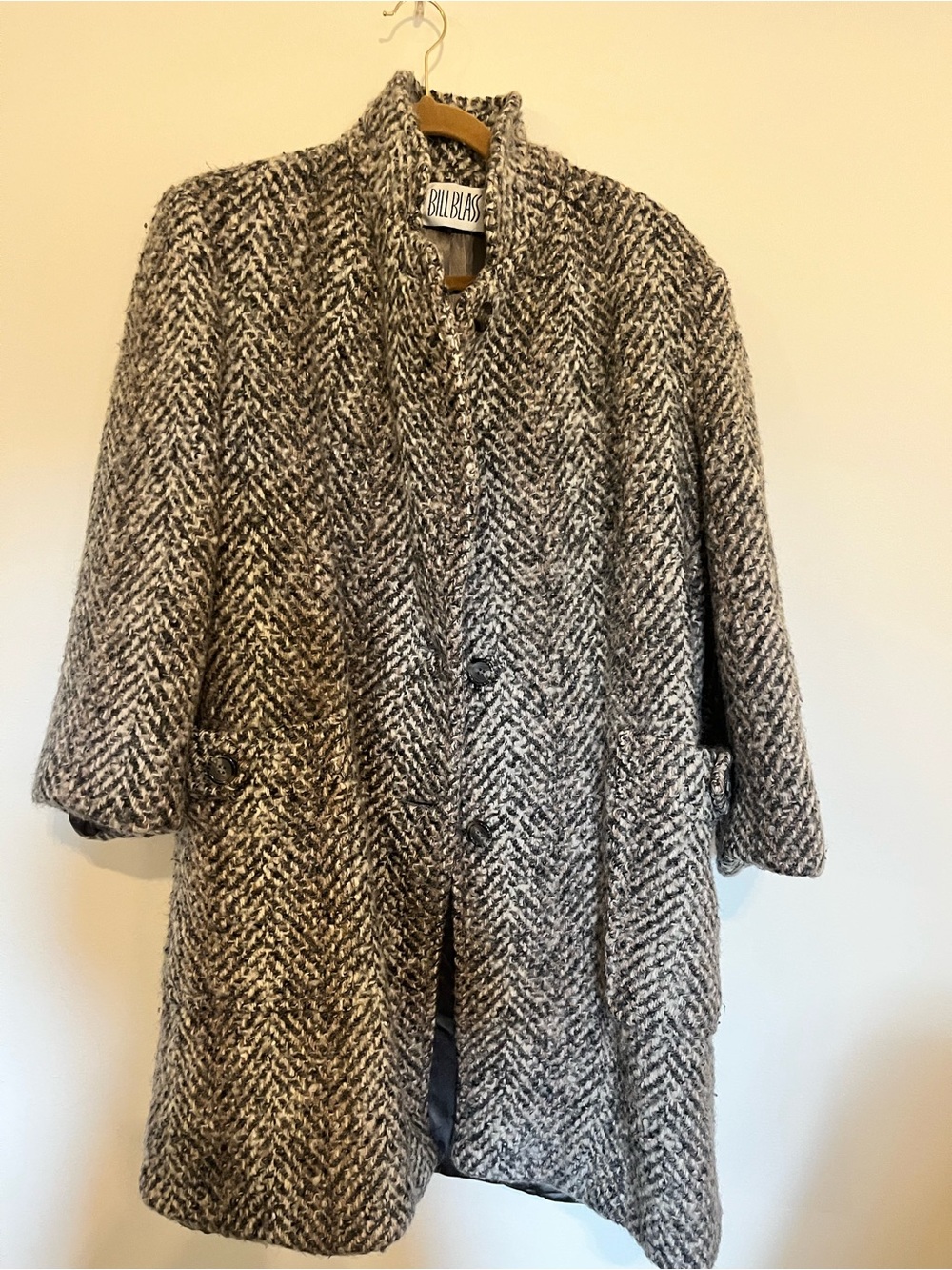 Vintage Bill Blass Women's Gray Tweed Coat women’s L/XL.